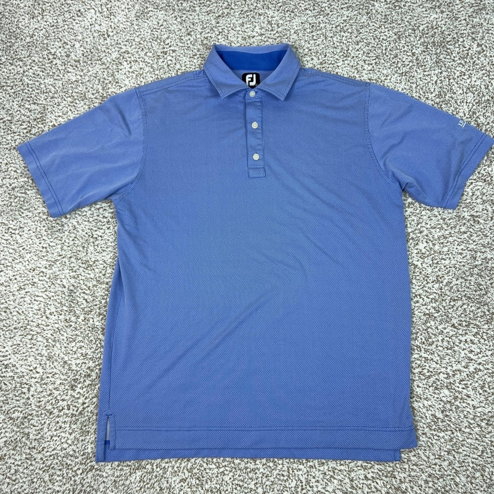 FootJoy‎ Polo Shirt Mens Large Blue Geometric Print Golf Performance Stretch Top